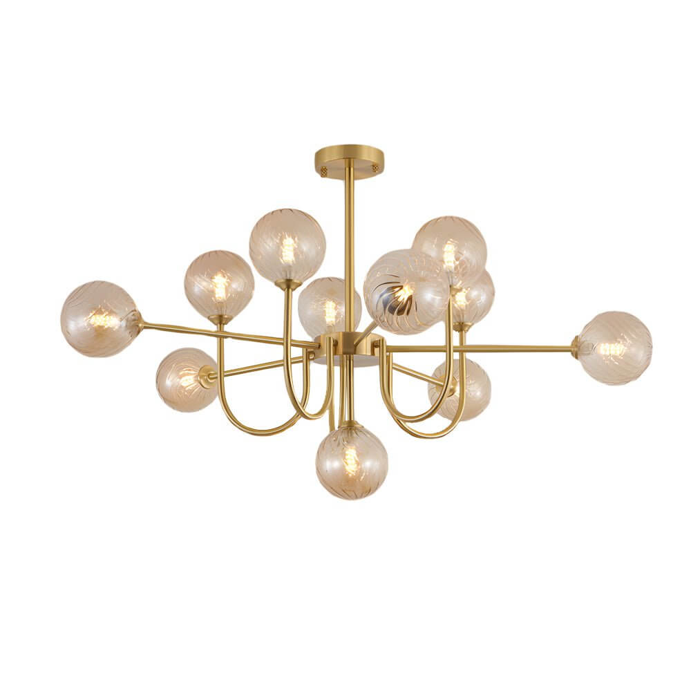 Amber Glass Globe Sputnik Chandelier