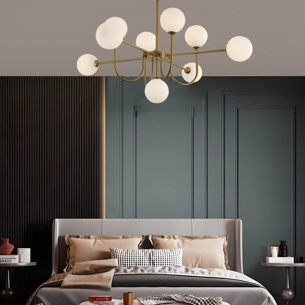 Amber Glass Globe Sputnik Chandelier