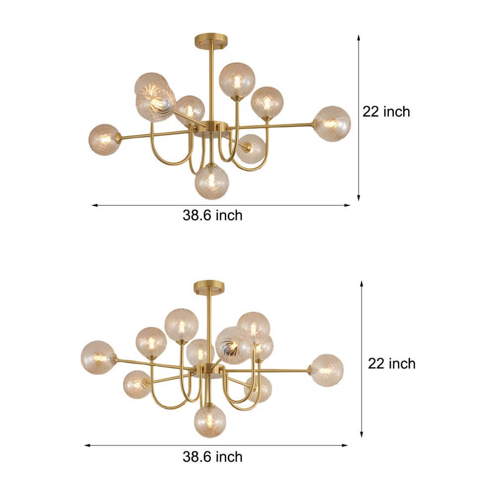 Amber Glass Globe Sputnik Chandelier