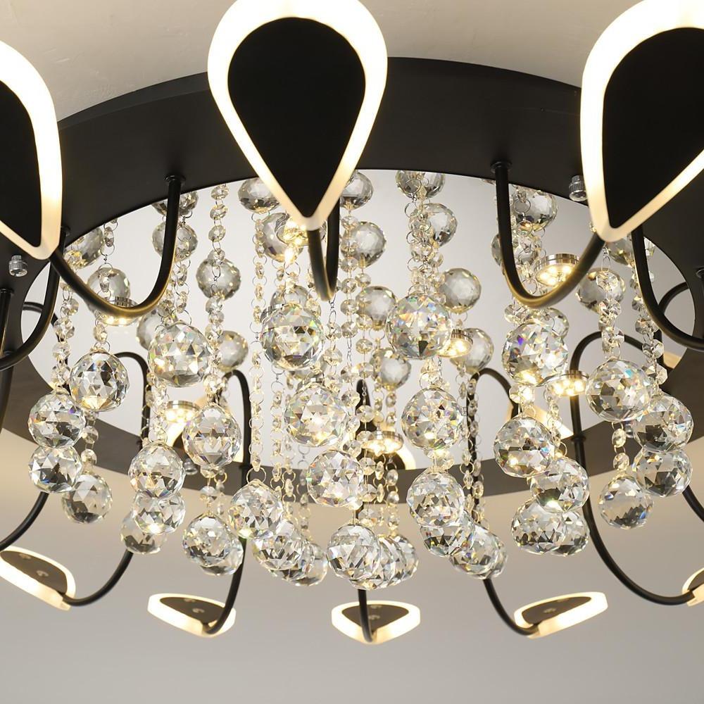 Flower Shaped Dimmable LED Crystal Flush Mount Ceiling Light