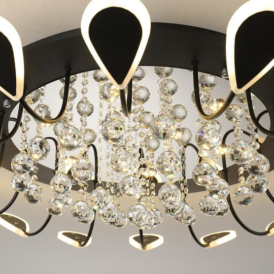 Flower Shaped Dimmable LED Crystal Flush Mount Ceiling Light