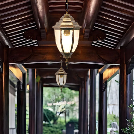 Antique Aluminum Glass Waterproof Outdoor Chandelier Light