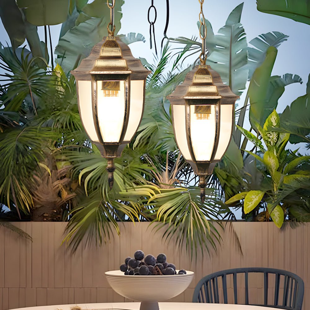 Antique Aluminum Glass Waterproof Outdoor Chandelier Light