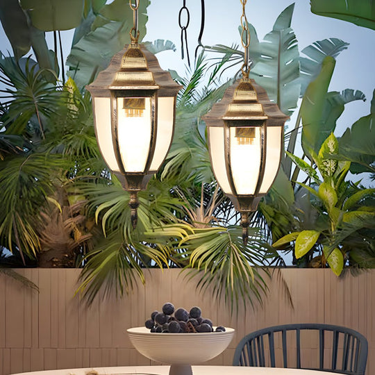 Antique Aluminum Glass Waterproof Outdoor Chandelier Light