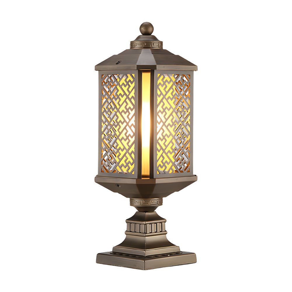 Antique Die Cast Aluminum Waterproof Glass Shade Retro Fence Post Lights