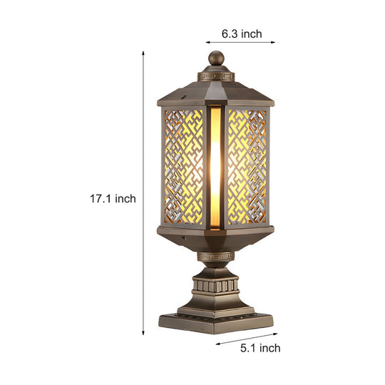 Antique Die Cast Aluminum Waterproof Glass Shade Retro Fence Post Lights