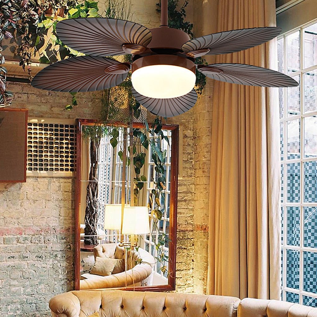 Antique Retro LED Three-Color Dimming Ceiling Fan Lamp with Remote