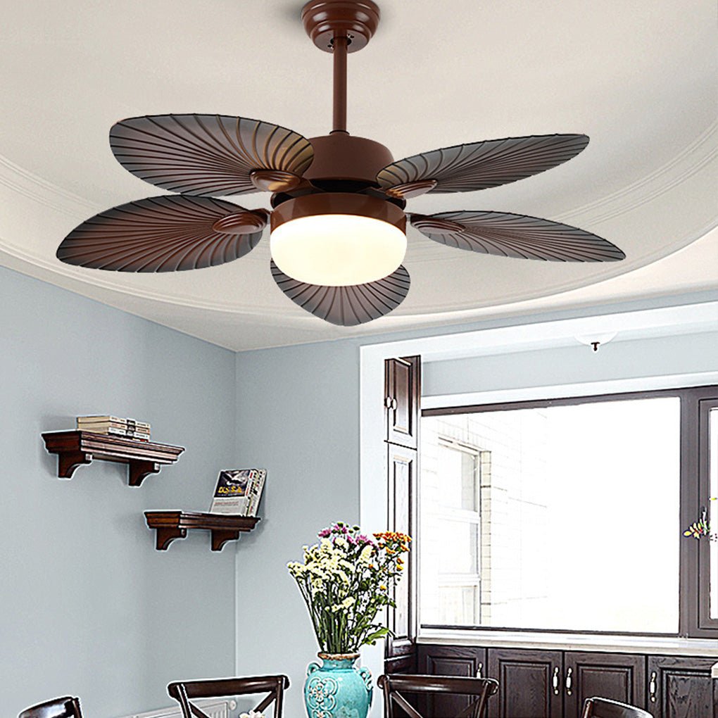 Antique Retro LED Three-Color Dimming Ceiling Fan Lamp with Remote
