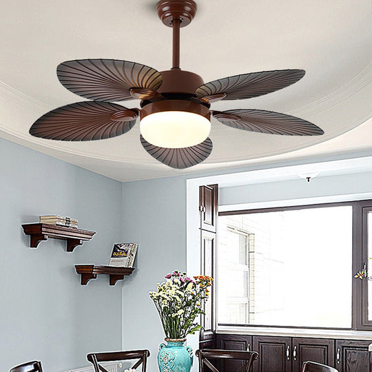 Antique Retro LED Three-Color Dimming Ceiling Fan Lamp with Remote