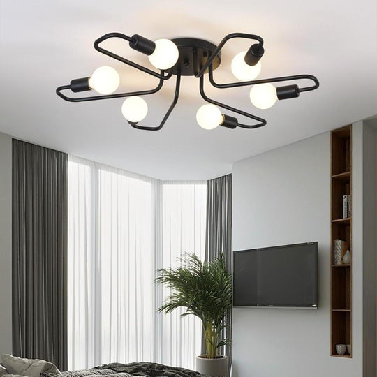 Linear Metal Flower Shaped LED Modern Flush Mount Ceiling Light