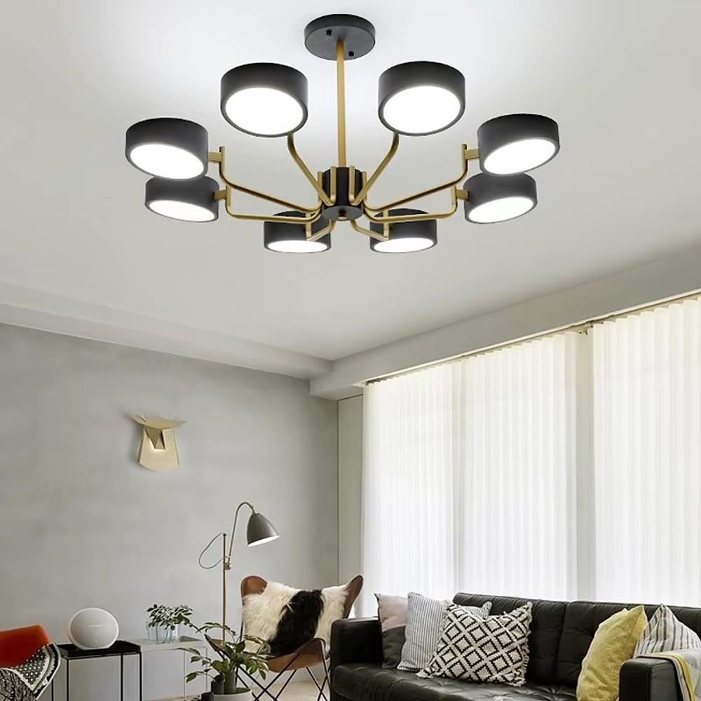 8-Light Modern LED Chandelier – Fixed 24" Hanging Height, 3000 K–5400 K