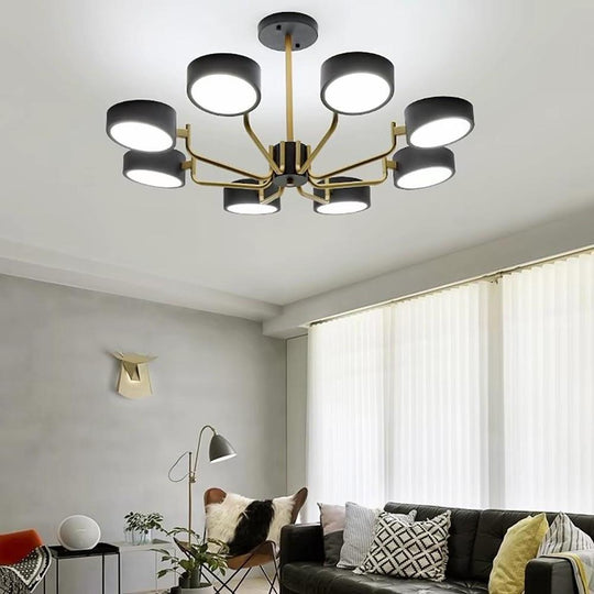 8-Light Modern LED Chandelier – Fixed 24" Hanging Height, 3000 K–5400 K