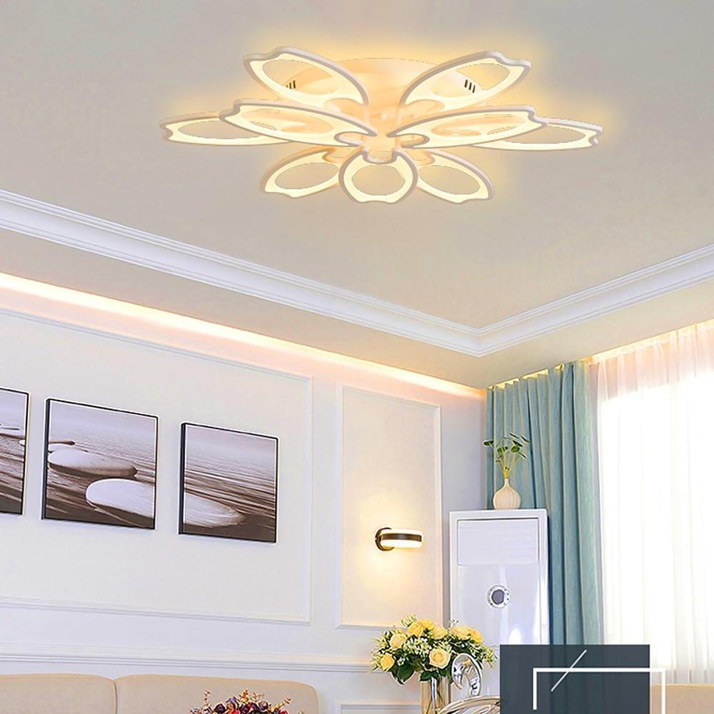 Flower Novelty Dimmable LED Modern Semi-Flush Mount Ceiling Light
