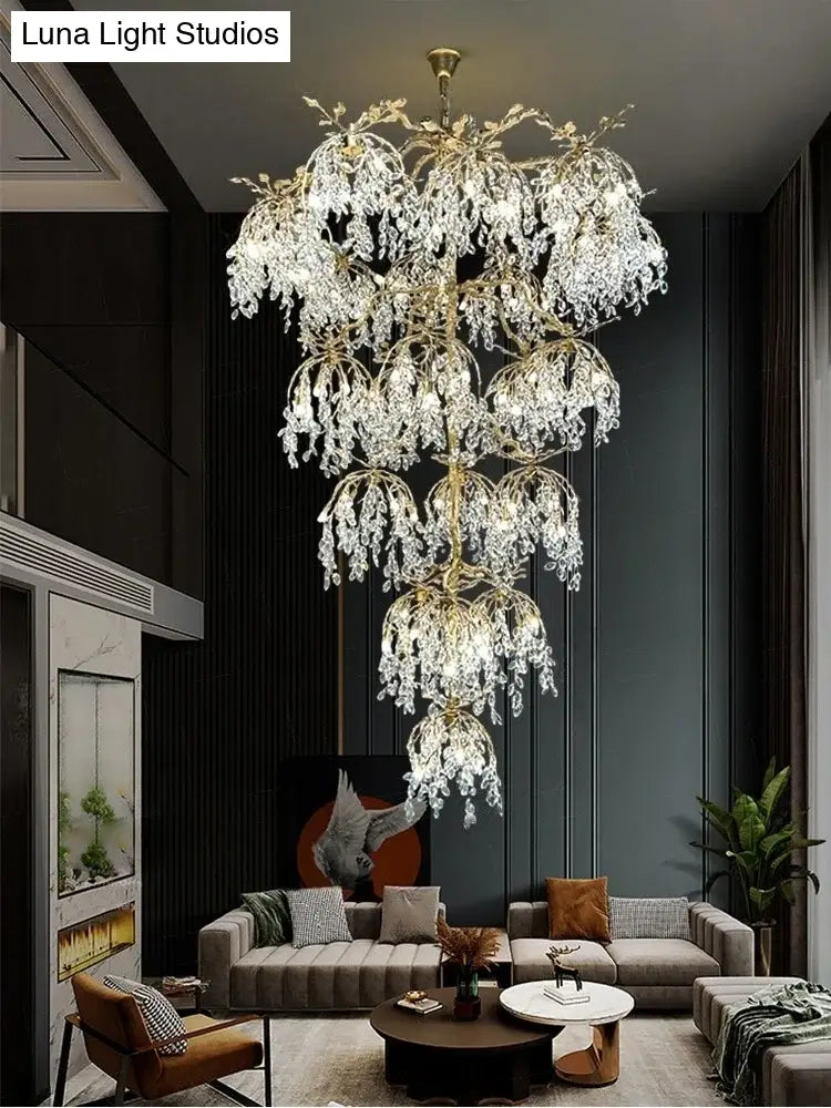 Crystal Branch Chandelier – Luxury Copper Statement Lighting