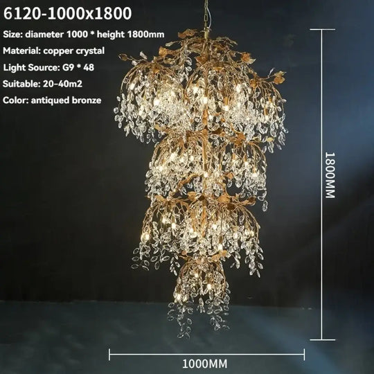 Crystal Branch Chandelier – Luxury Copper Statement Lighting