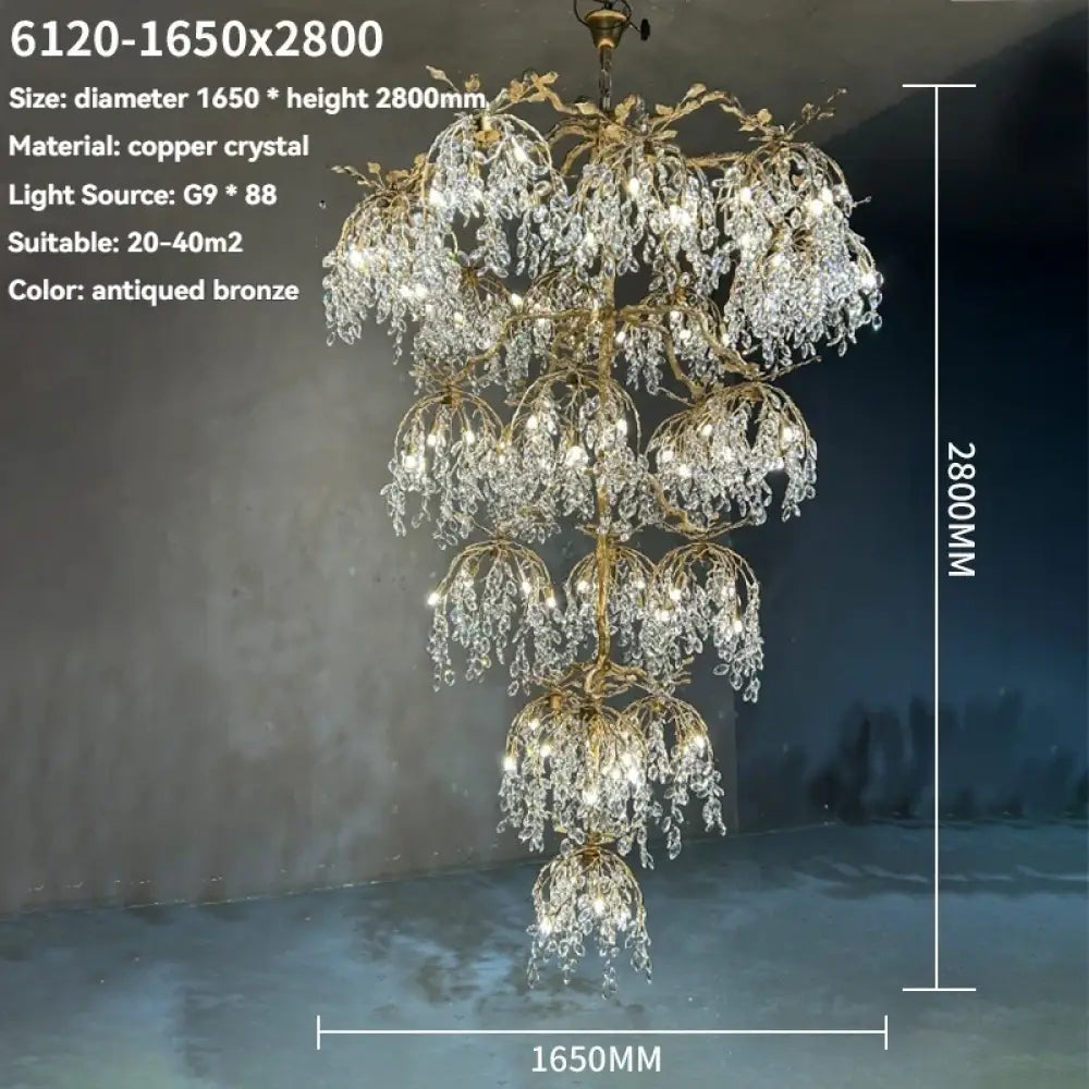 Crystal Branch Chandelier – Luxury Copper Statement Lighting