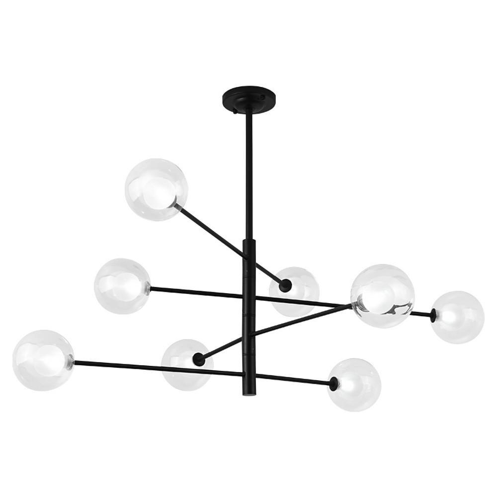 Linear Sputnik Chandelier with 8 Glass Shades