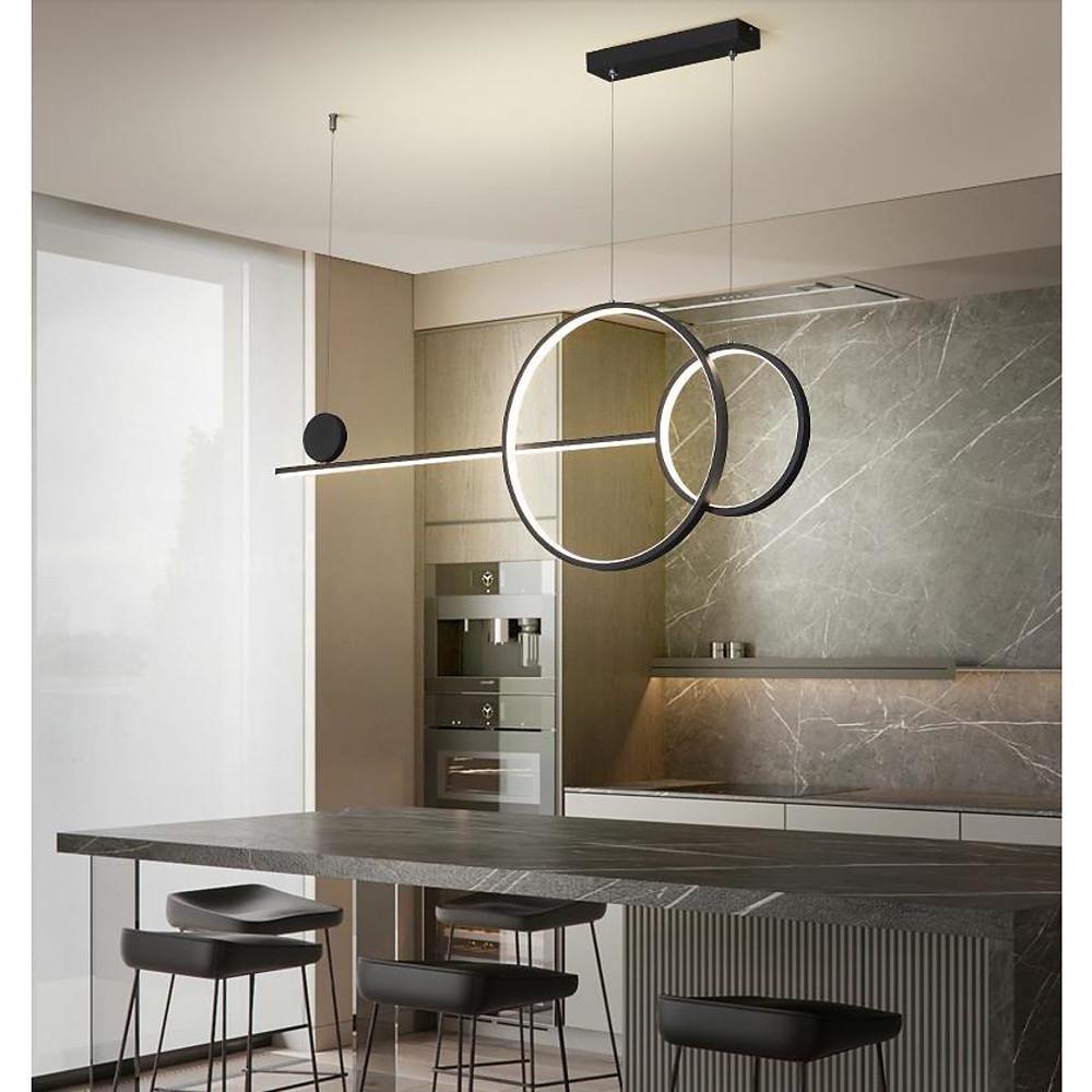 Large Small Circle with Linear Pendant Lighting Modern LED Kitchen Light