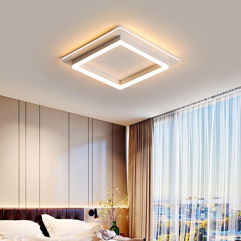 Two Square Shaped Modern LED Flush Mount Ceiling Light – Bedroom