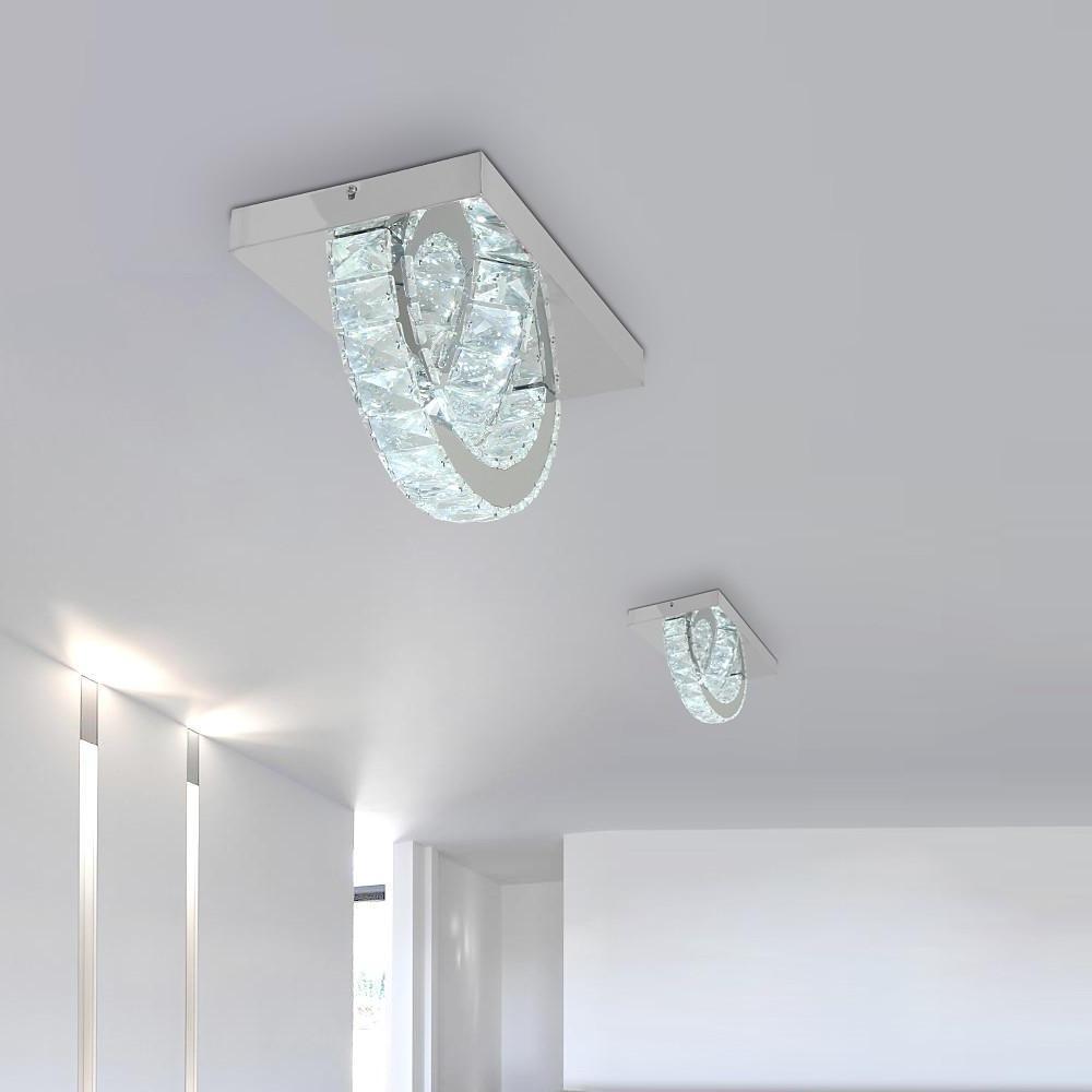 Small Crystal Semicircular LED Flush Mount Ceiling Light