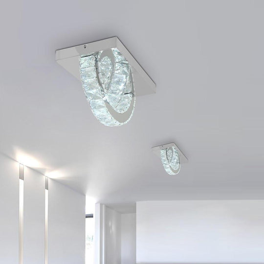 Small Crystal Semicircular LED Flush Mount Ceiling Light