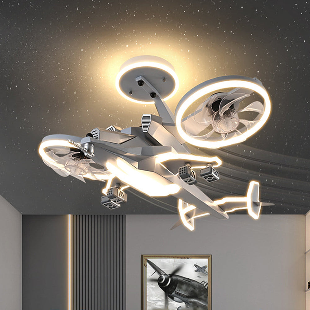 Fighter Jet Kids Ceiling Fan with Light – Full Spectrum LED & Remote Control