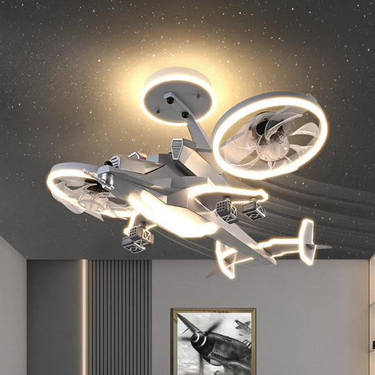 Fighter Jet Kids Ceiling Fan with Light – Full Spectrum LED & Remote Control