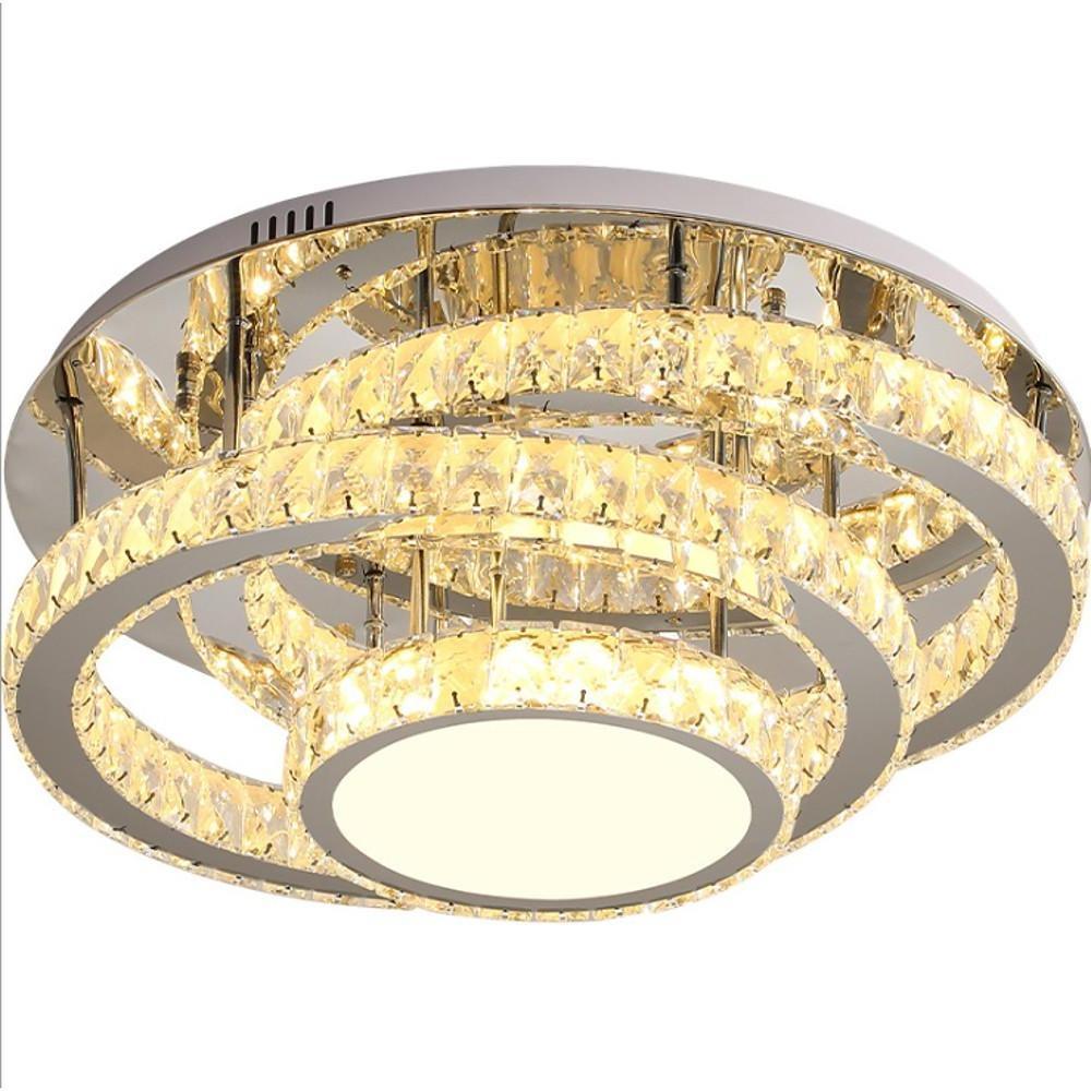 Gradated Flush Mount Ceiling Light – Industrial Acrylic & Stainless Steel LED