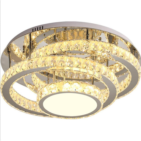 Gradated Flush Mount Ceiling Light – Industrial Acrylic & Stainless Steel LED