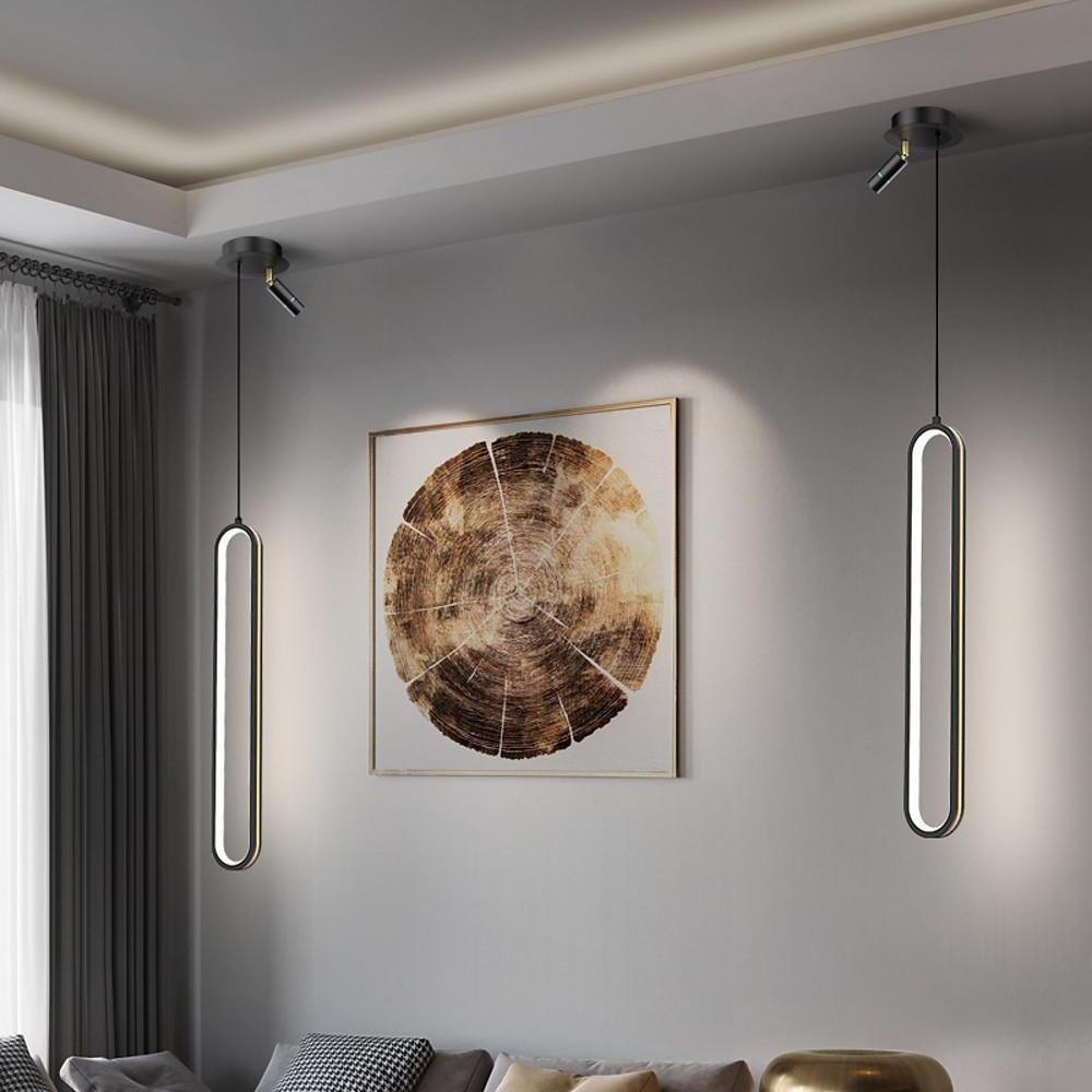 Elongated Modern Pendant Light Metal Acrylic Pendant Lighting