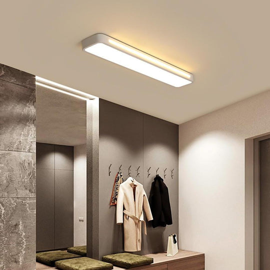 Rectangular Black/White Metal LED Flush Mount Ceiling Light