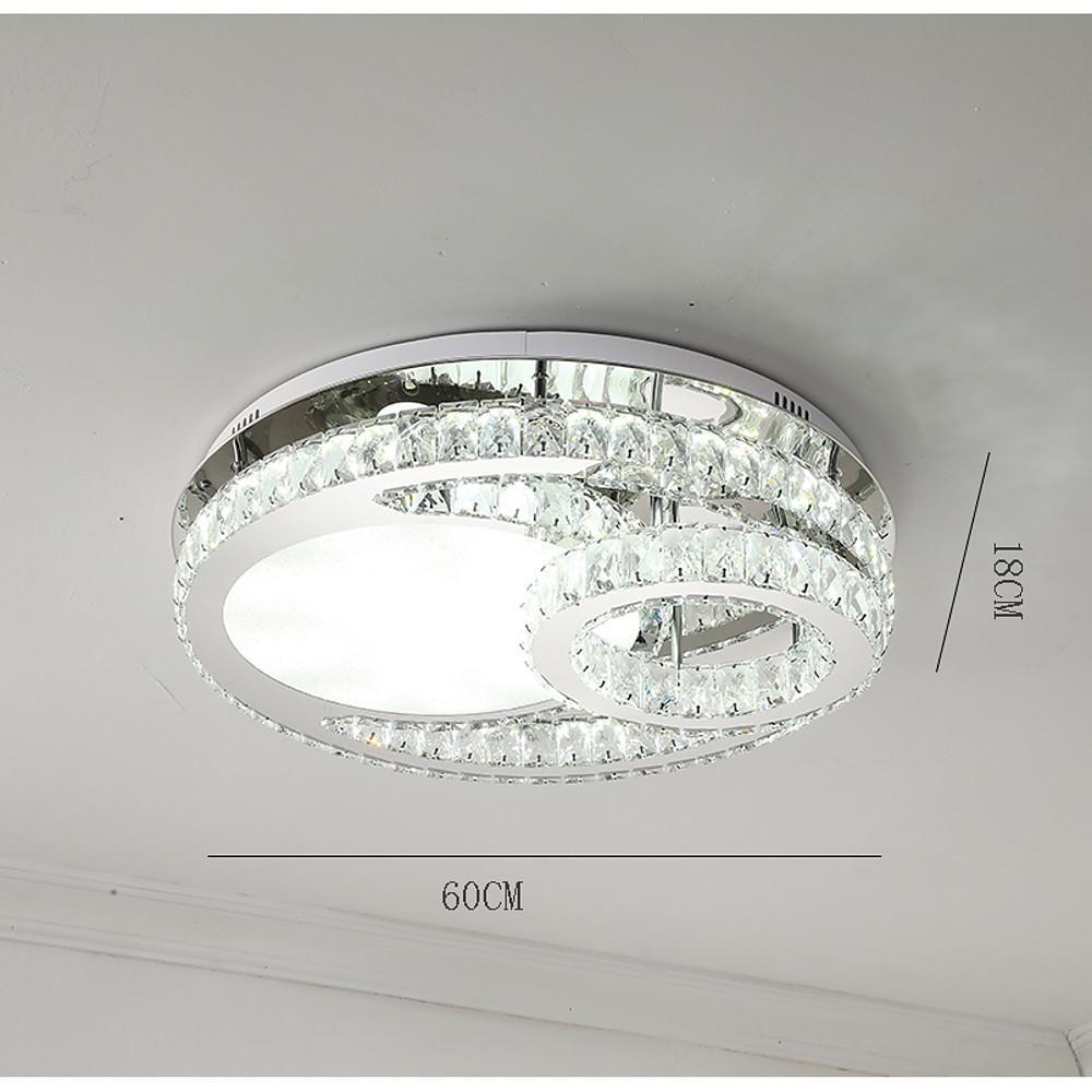 Overlapping Circles Crystal Stainless Steel LED Flush Mount Ceiling Light