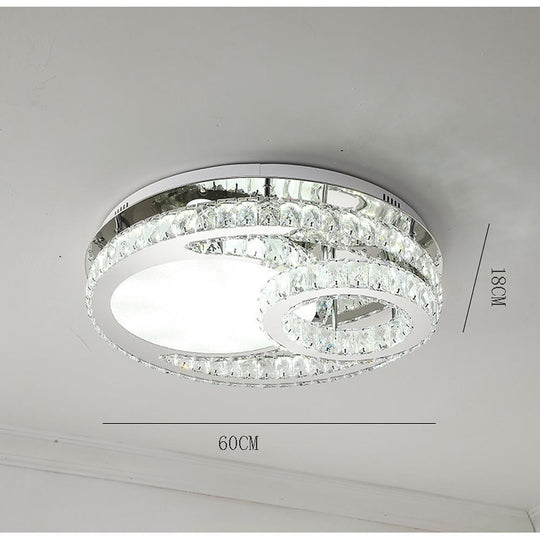 Overlapping Circles Crystal Stainless Steel LED Flush Mount Ceiling Light