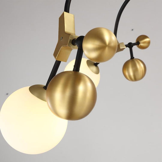 Gold Sputnik 7-Light LED Chandelier with Glass Shades