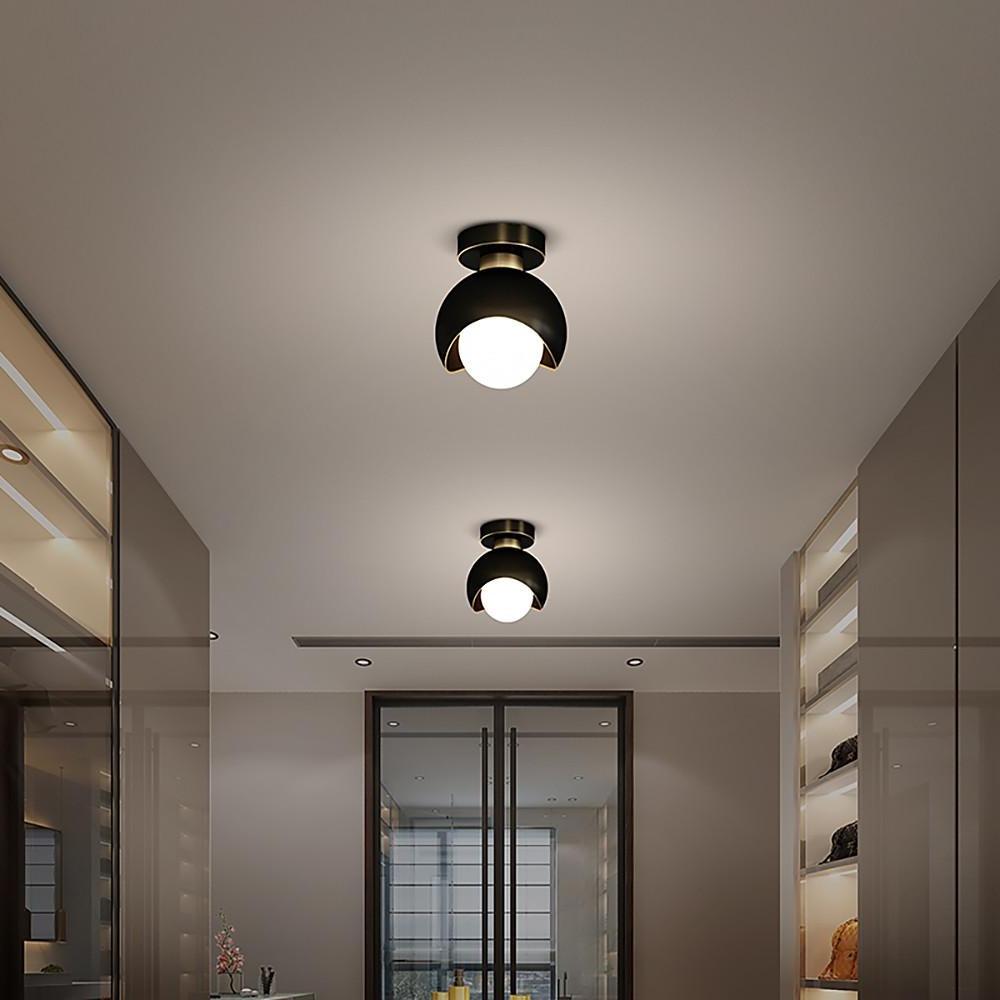 Nordic Copper Globe Flush Mount LED Ceiling Light 6"