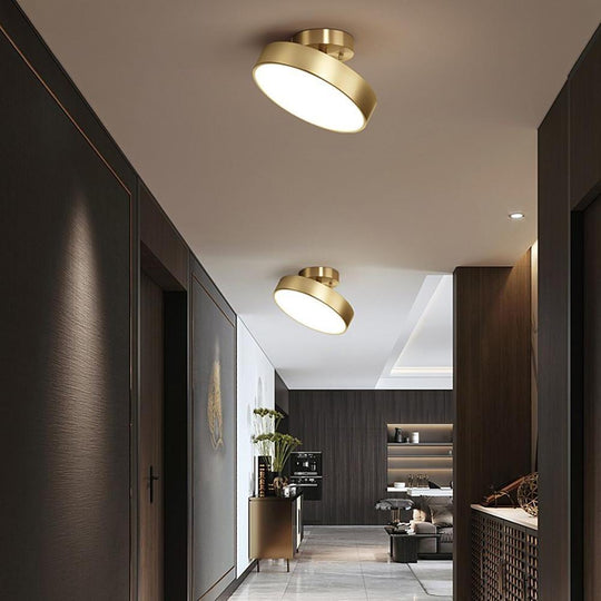 Circular Electroplated Copper LED Nordic Adjustable Ceiling Light