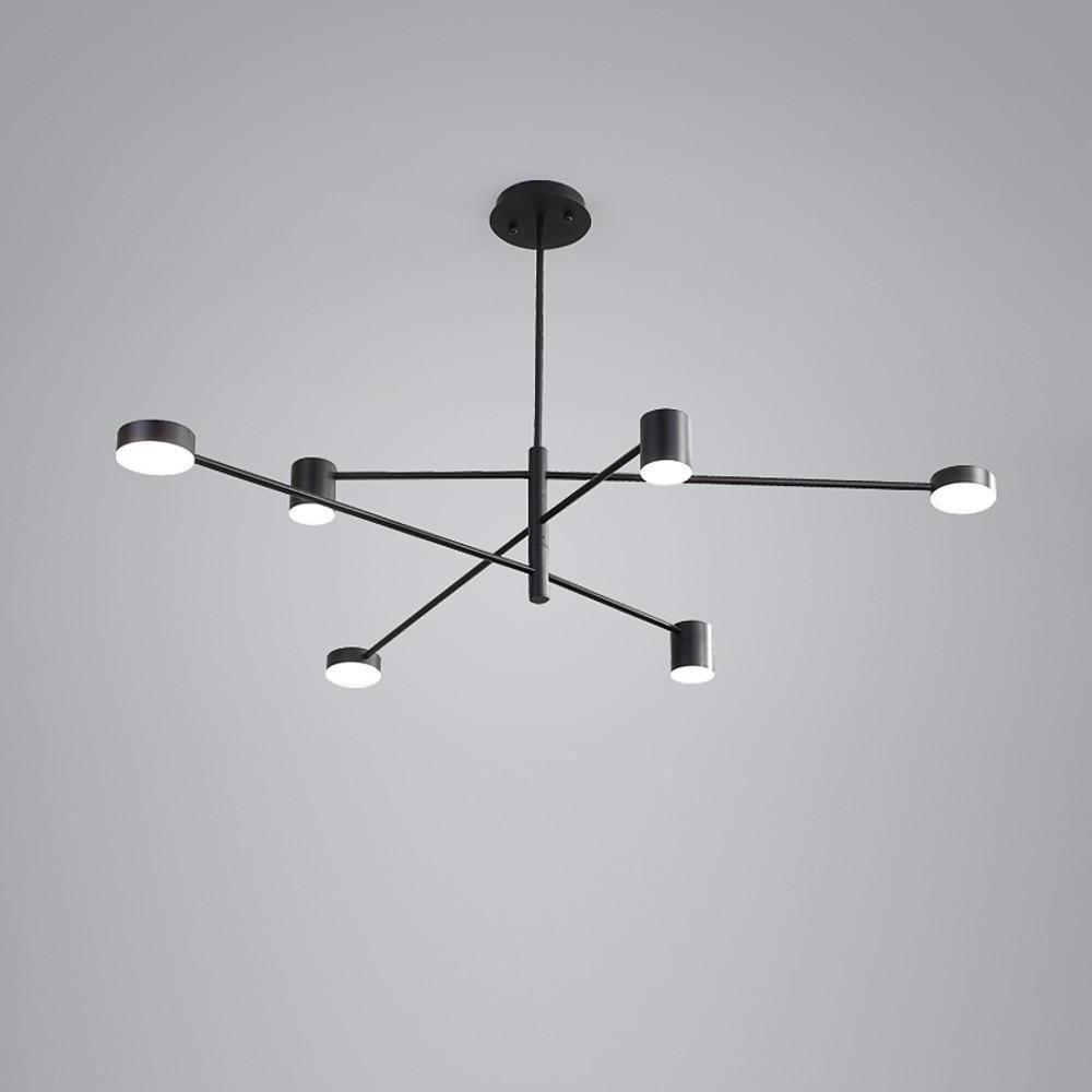 Industrial Sputnik Chandelier – Black Modern Foyer Chandelier with 6 LED Lights