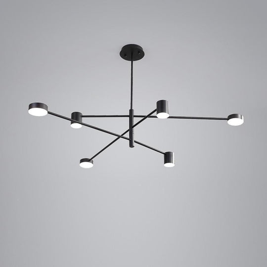 Industrial Sputnik Chandelier – Black Modern Foyer Chandelier with 6 LED Lights