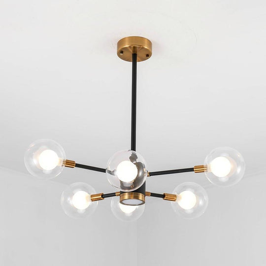 6-Light LED Glass & Metal Modern Chandelier for Kitchen Island Lighting