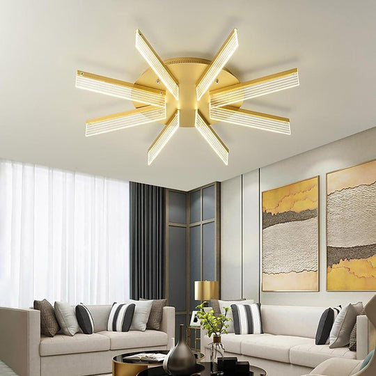 12 Lights Circular Linear Design LED Nordic Flush Mount Ceiling Light