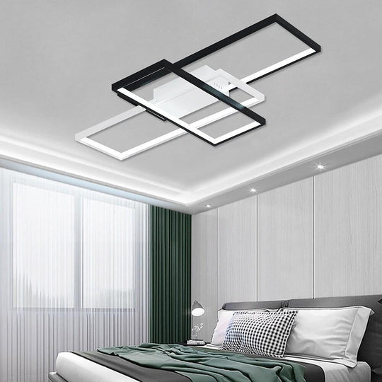 Multi Rectangle Large Flush Mount LED Ceiling Light with 3 Tiers