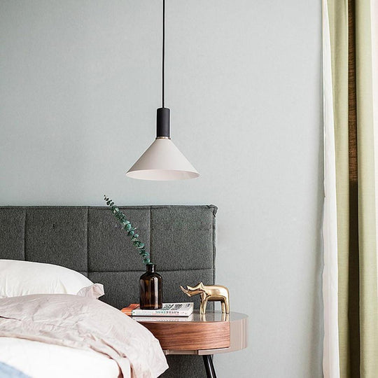Modernist Cone Shaped Metal Island Pendant Light