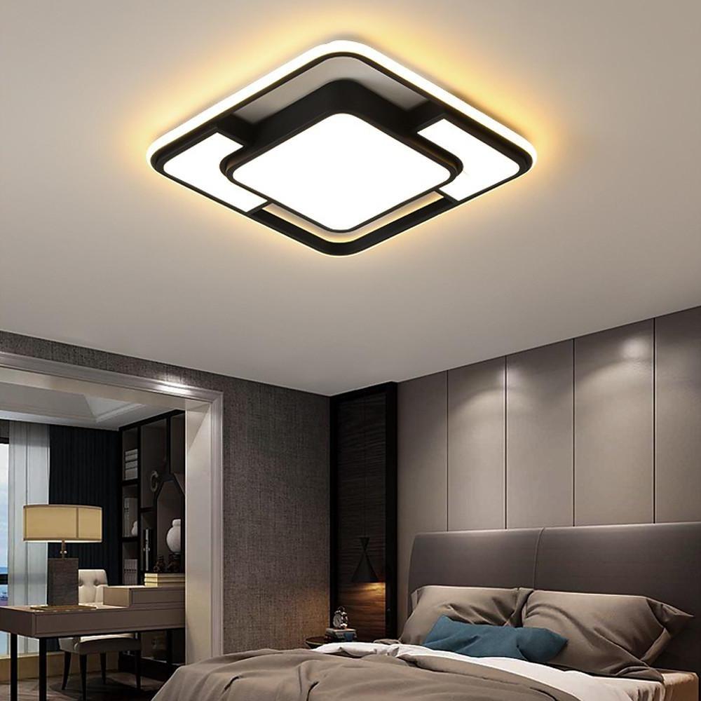 Square LED – Geometric Overlay Flush Mount Ceiling Light for Bedroom and Living Spaces