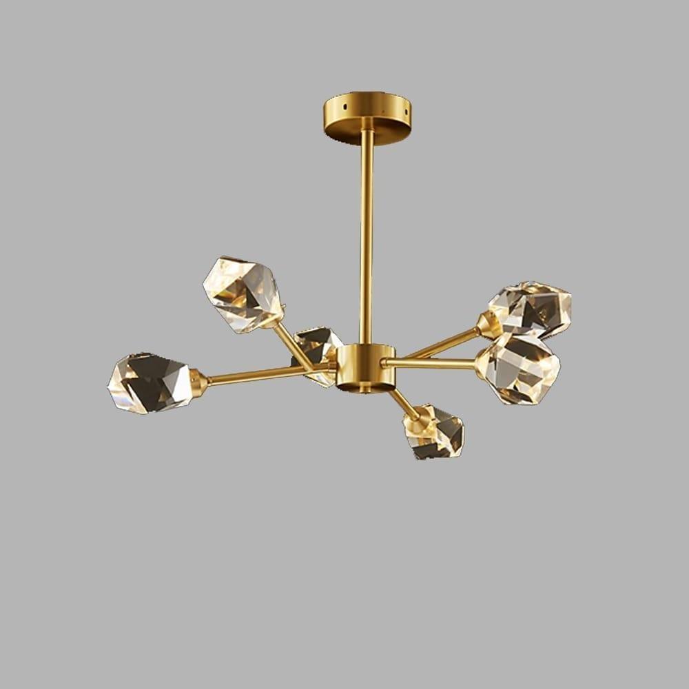 6-Light Electroplated Crystal LED Nordic Chandelier – Hanging Ceiling Light