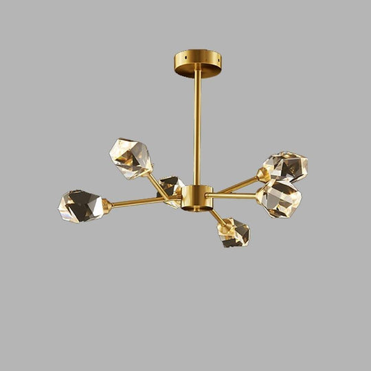 6-Light Electroplated Crystal LED Nordic Chandelier – Hanging Ceiling Light