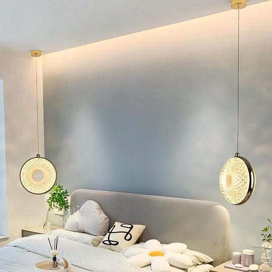 Circle Shaped Electroplated Acrylic LED Modern Pendant Light