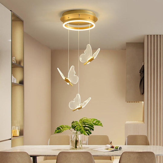 Butterfly Shapes – Acrylic Metal LED Pendant Chandelier for Living Rooms and High Ceilings