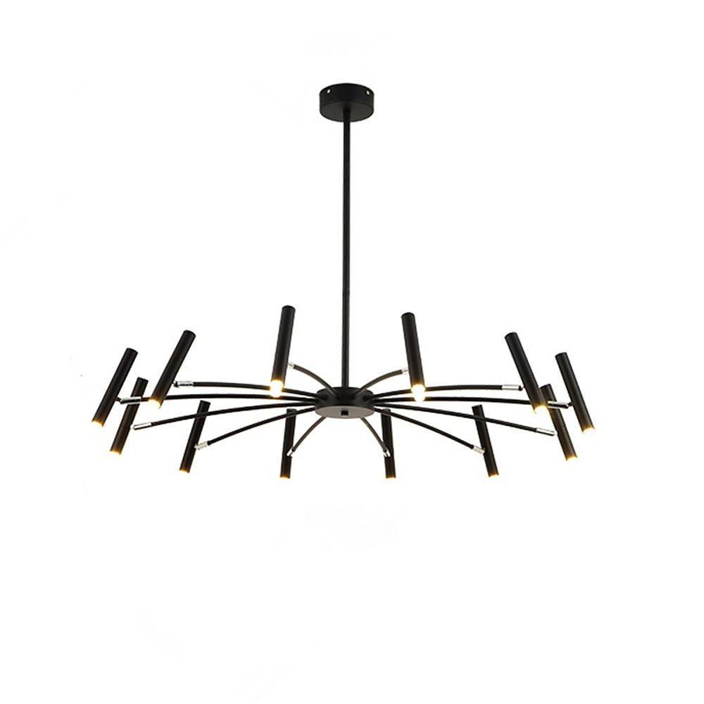 Linear Sputnik 12-Light LED Chandelier – Black Metal Modern Hanging Light