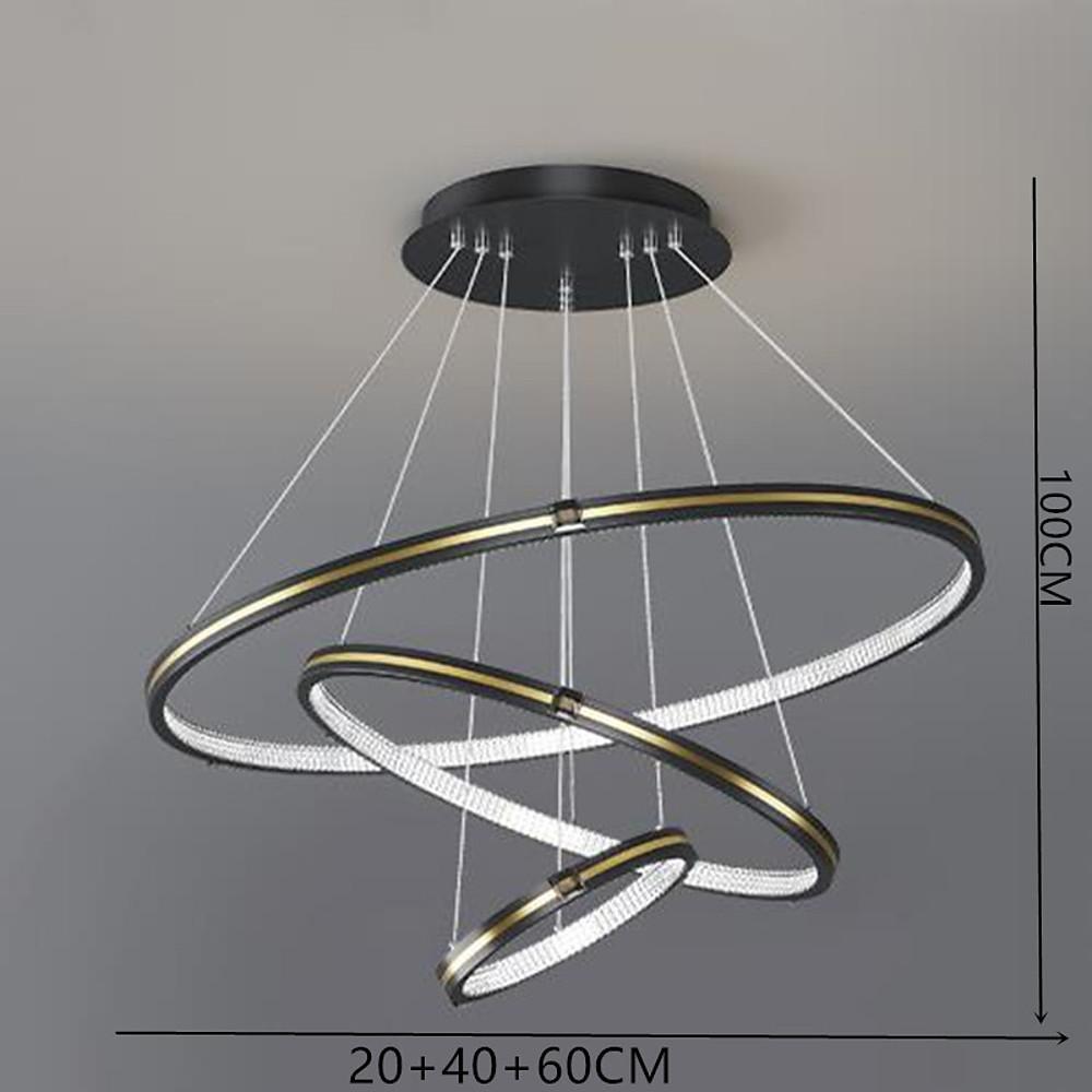 Stylish 3 Rings LED Chandelier – Gold & Black Finish