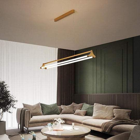 Double LED Bar Lights Gold Metal Dimmable Pendant Light